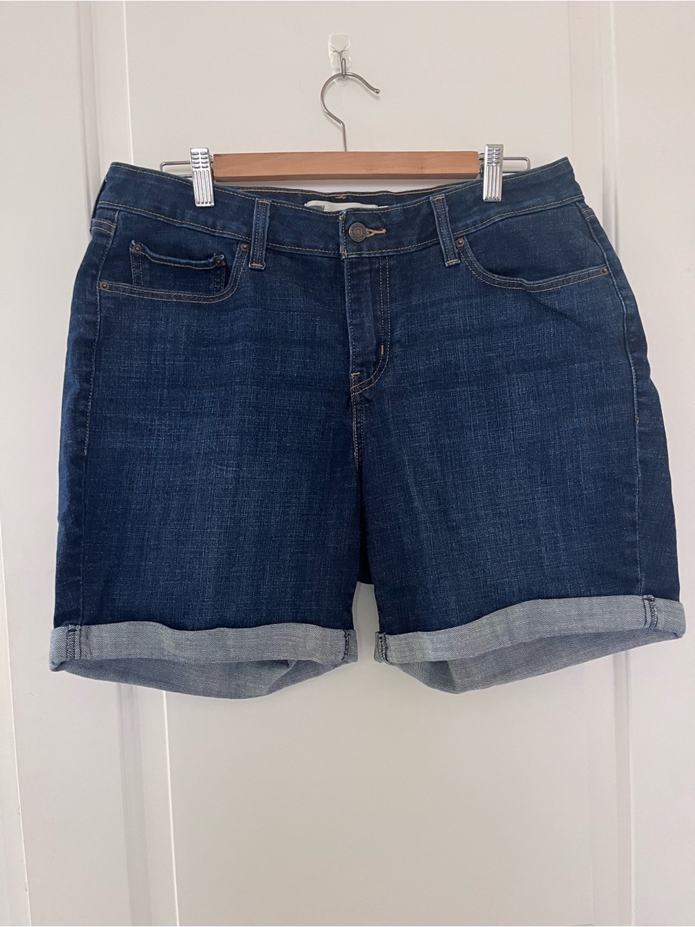 Levi’s Classic Dark Blue Denim Cuffed Women's Jean Shorts